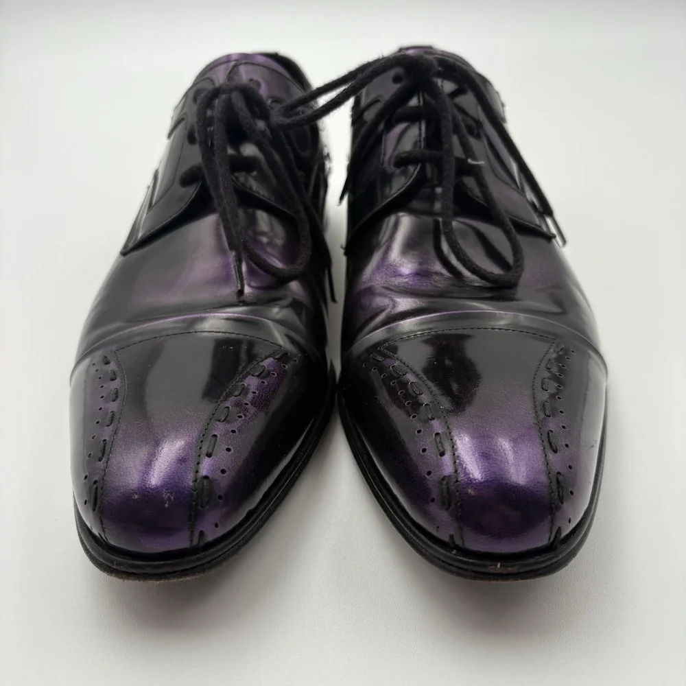 Mezlan Custom Purple Black Ombre Patent Leather Dress Shoes Oxford Men's Size 9M